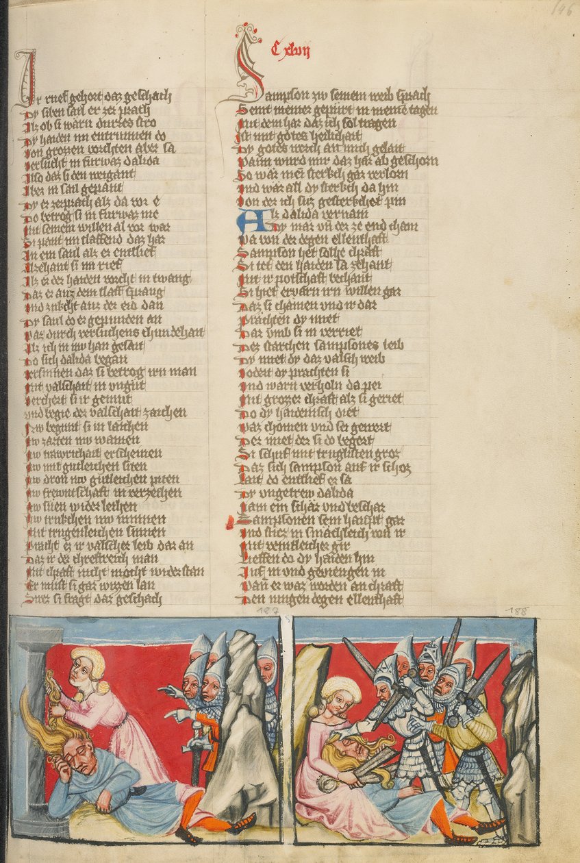 Delilah bindet Samsons Haar an eine Säule; Delilah schneidet Samsons Haar von Unknown artist
