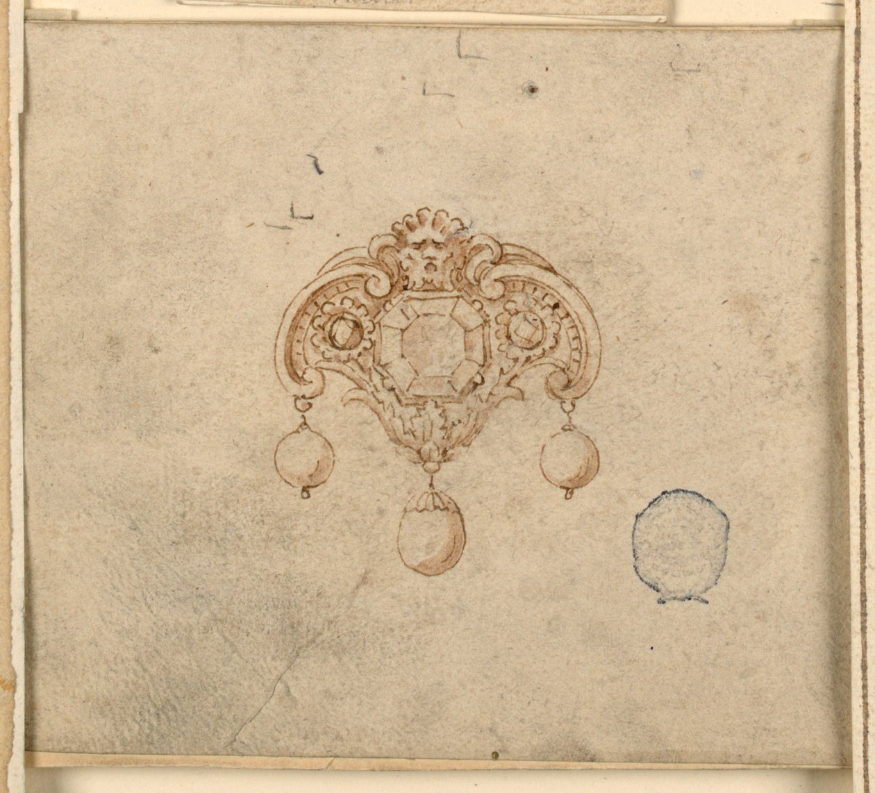 Entwurf für eine Brosche mit drei Diamanten von Unknown artist