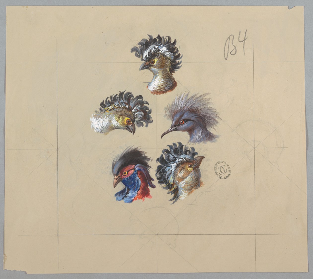 Entwurf für Tapeten und Textilien: Vögel von Unknown artist