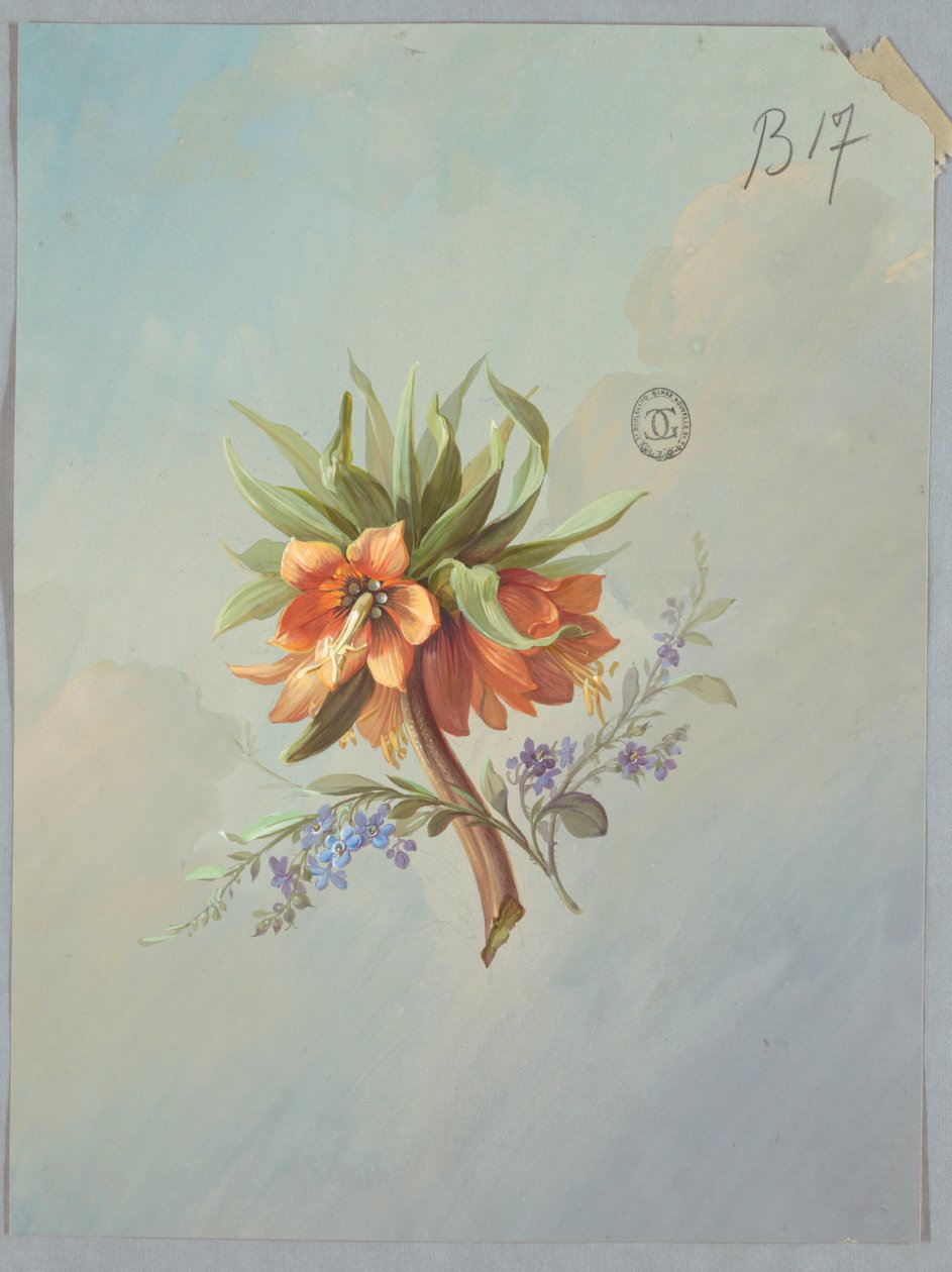 Entwurf für Tapeten und Textilien: Blumen von Unknown artist