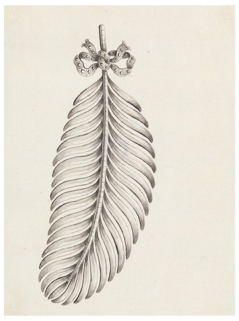 Entwurf für eine Brosche in Form einer Feder von Unknown artist