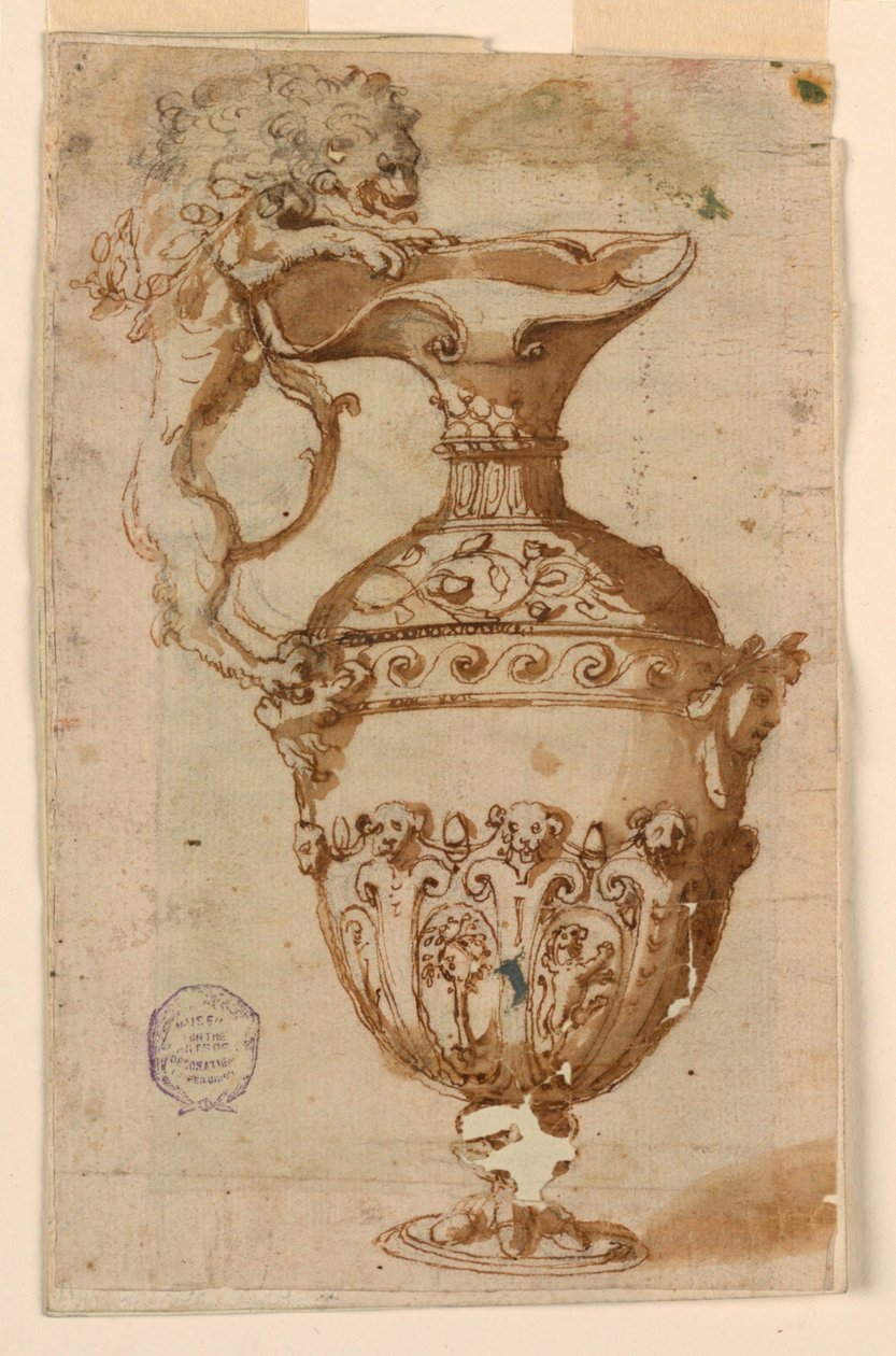 Entwurf für eine Kanne mit Griff in Form eines Löwen von Unknown artist