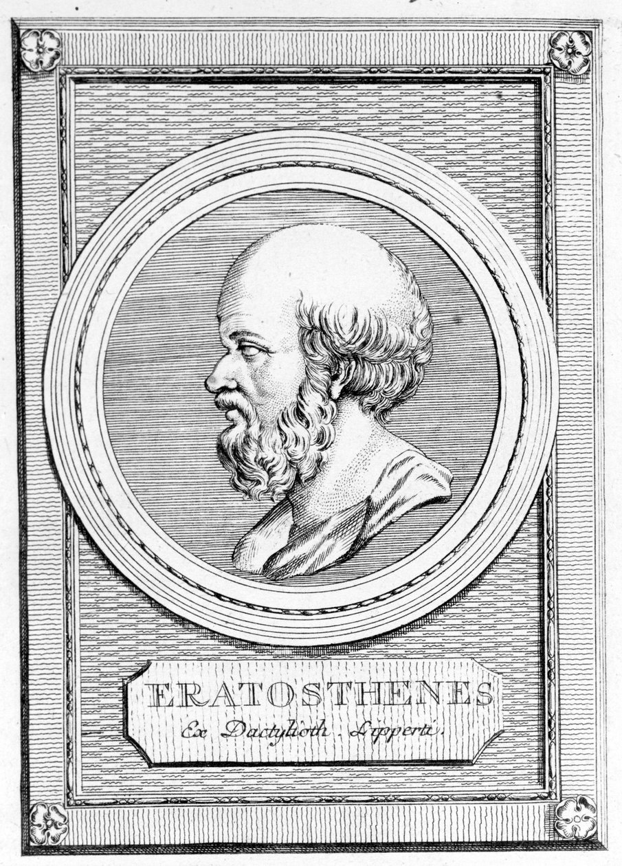 Eratosthenes (275 v. Chr. - 195 v. Chr.), Mathematiker, Astronom, Geograph und Dichter. Porträt aus der „Galleria degli antichi greci e romani“, Bd. II. Poschiavo 1784 von Unknown artist
