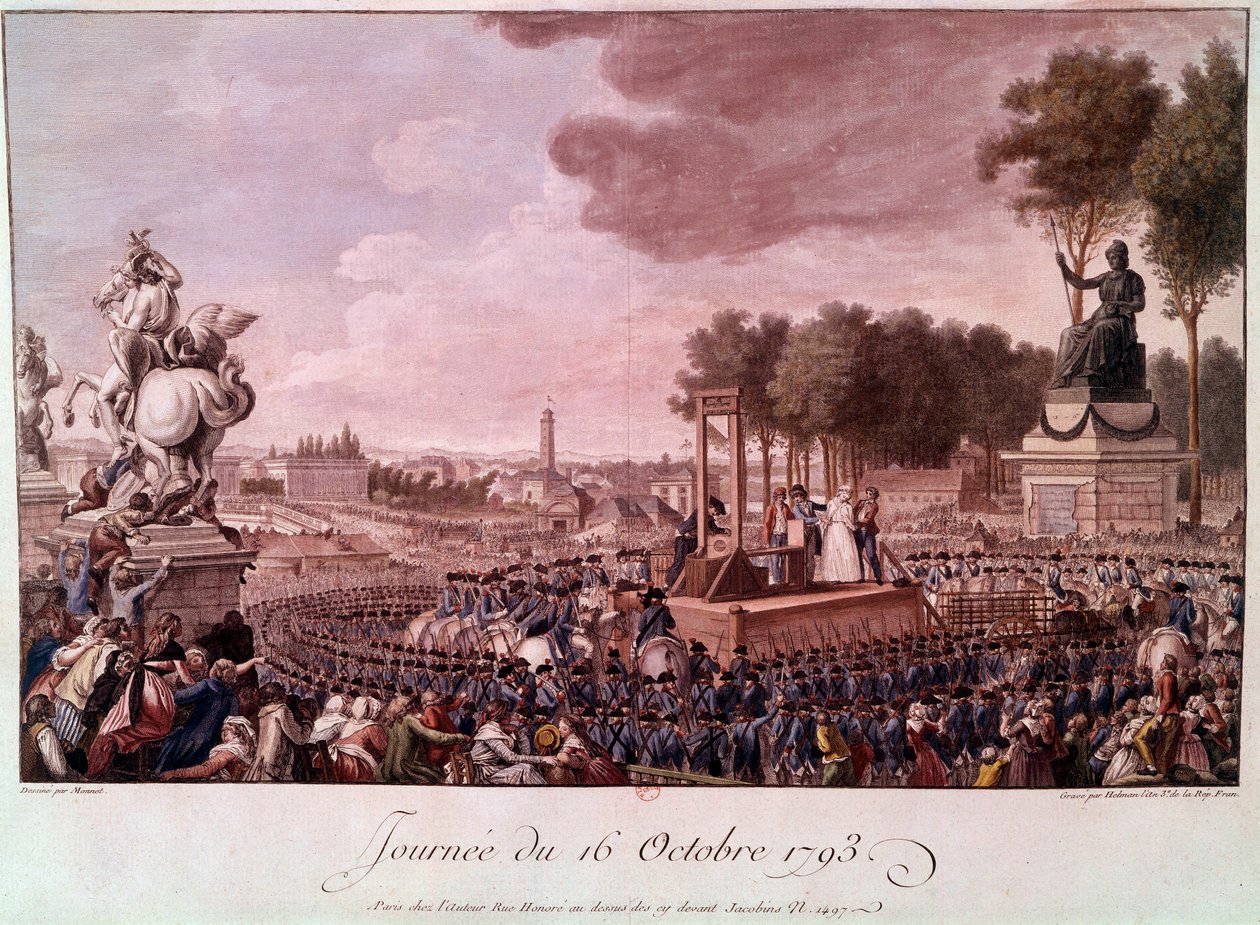 Hinrichtung von Marie Antoinette: Königin Marie Antoinette auf dem Schafott am 16. Oktober von Unknown artist