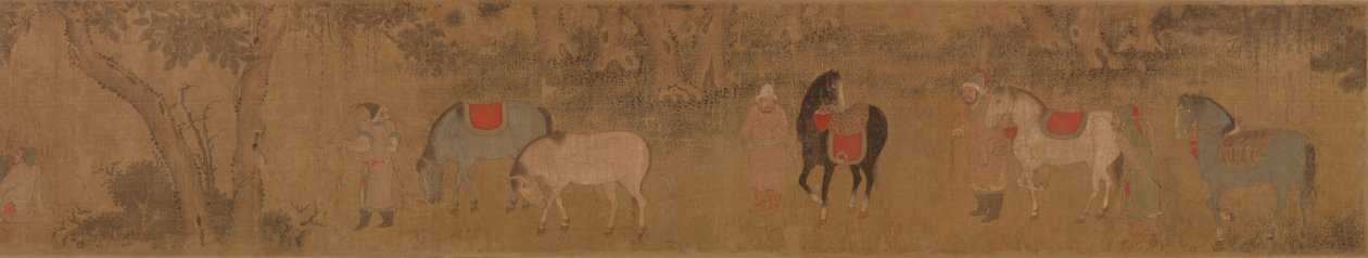 Figuren und Pferde in Landschaft von Unknown artist