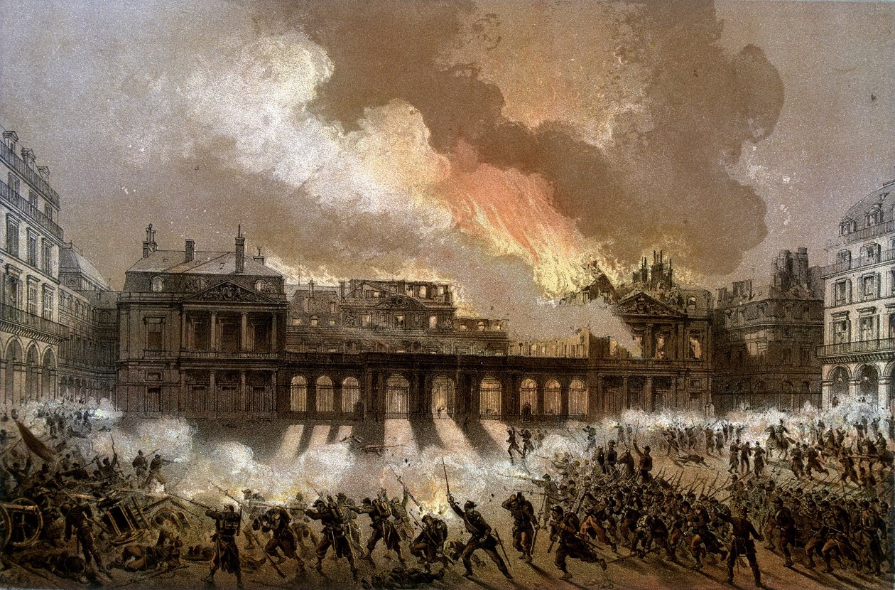 Brand des Königspalastes am 24. Mai 1871 - Lithographie, späte 19. Jahrhundert von Unknown artist
