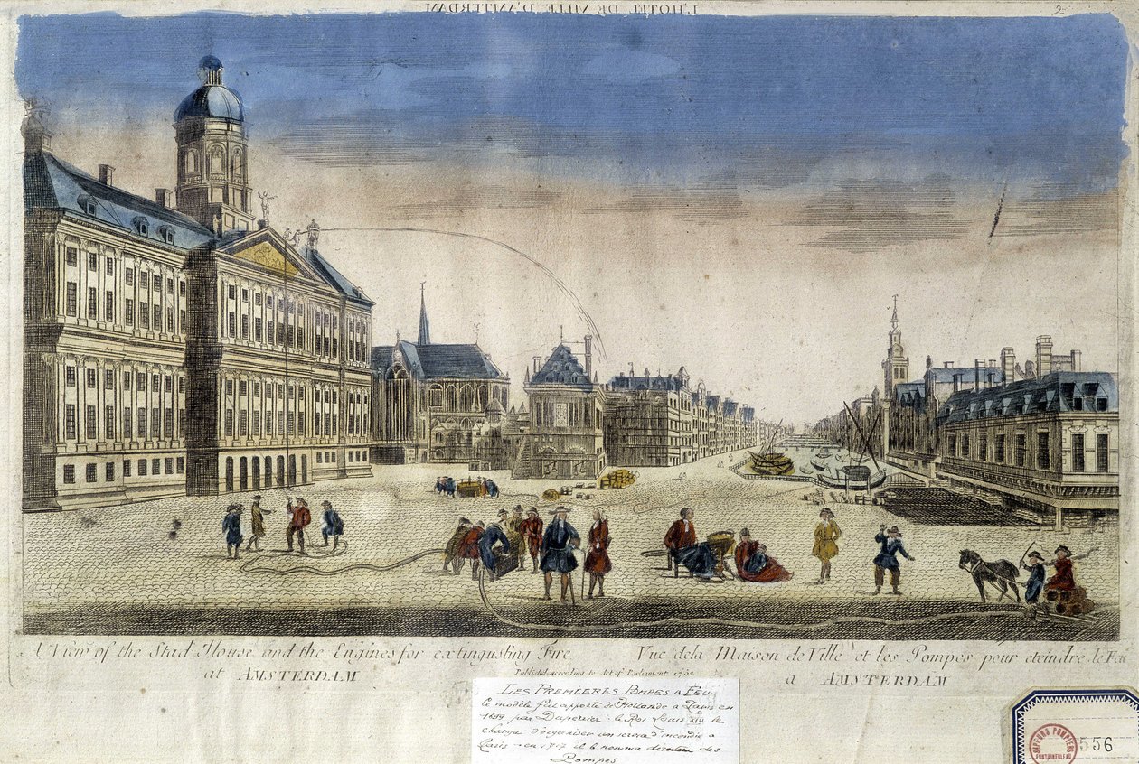 Erste Feuerpumpen vor dem Rathaus von Amsterdam von Unknown artist