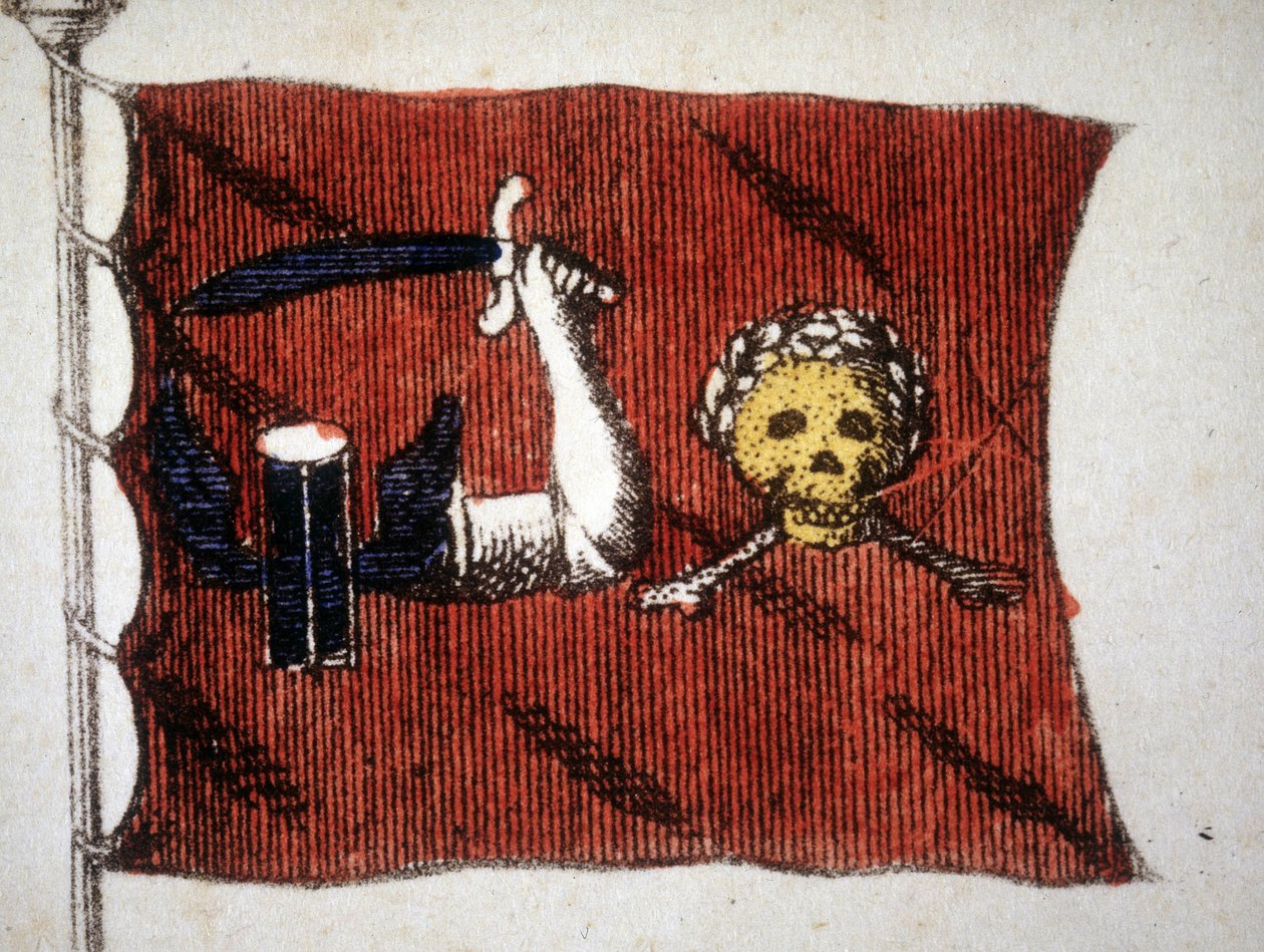 Flagge der barbarischen Piraten, Gravur aus dem späten 18. Jahrhundert von Unknown artist