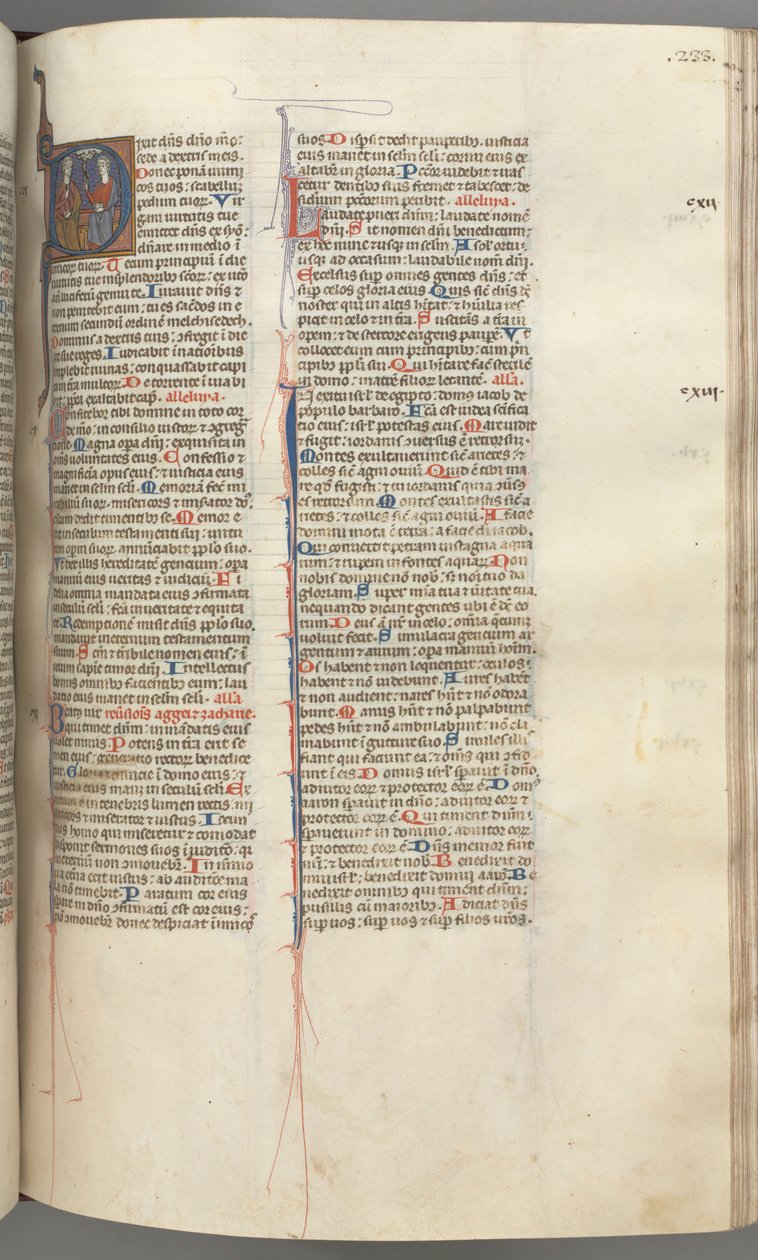 Fol. 233r, Psalm 109, historisierte Initiale D, Gottvater und Sohn, der Heilige Geist zwischen ihnen von Unknown artist