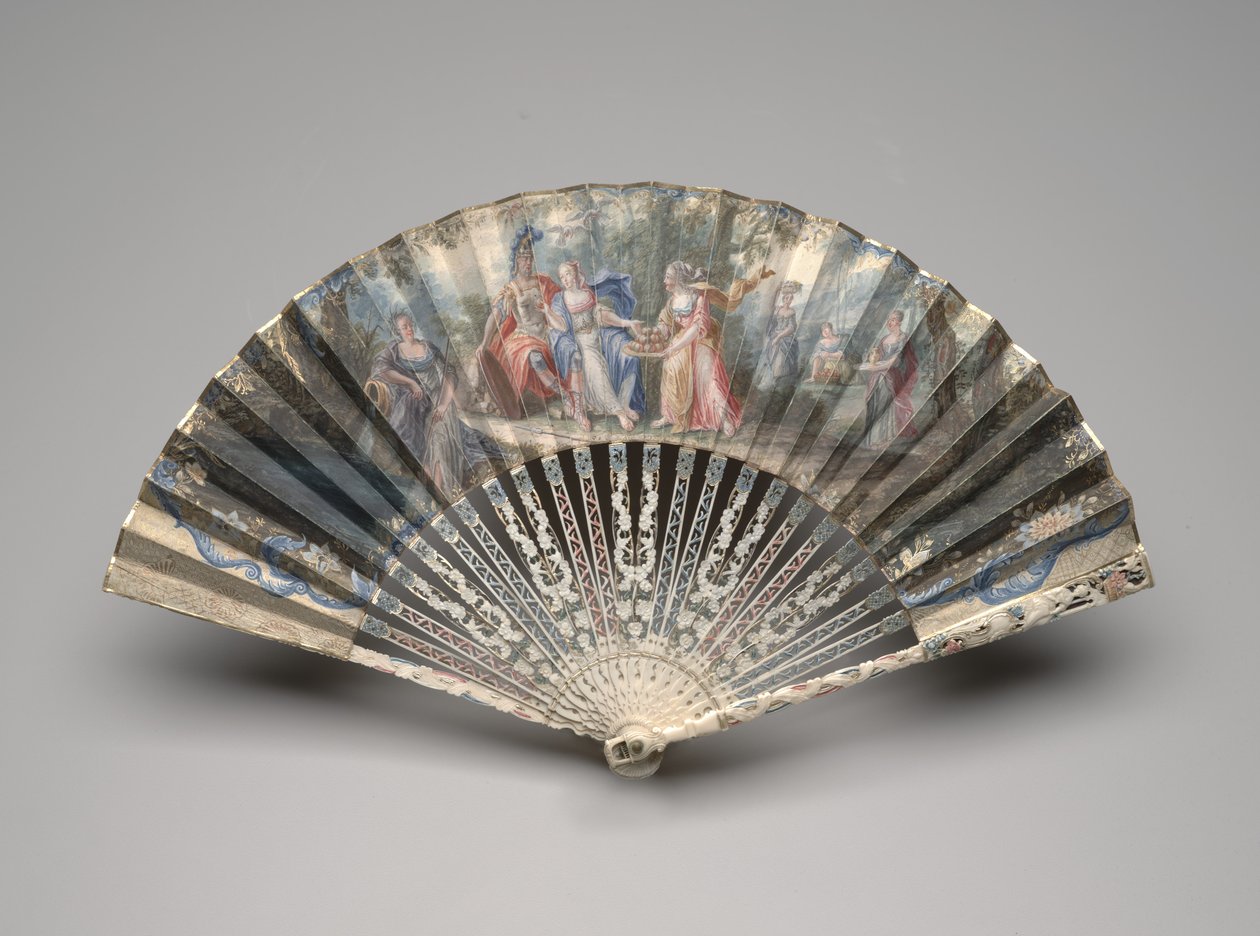 Faltfächer mit einem klassischen Motiv, möglicherweise eine Allegorie der Ehe, ca. 1750er-60er von Unknown artist