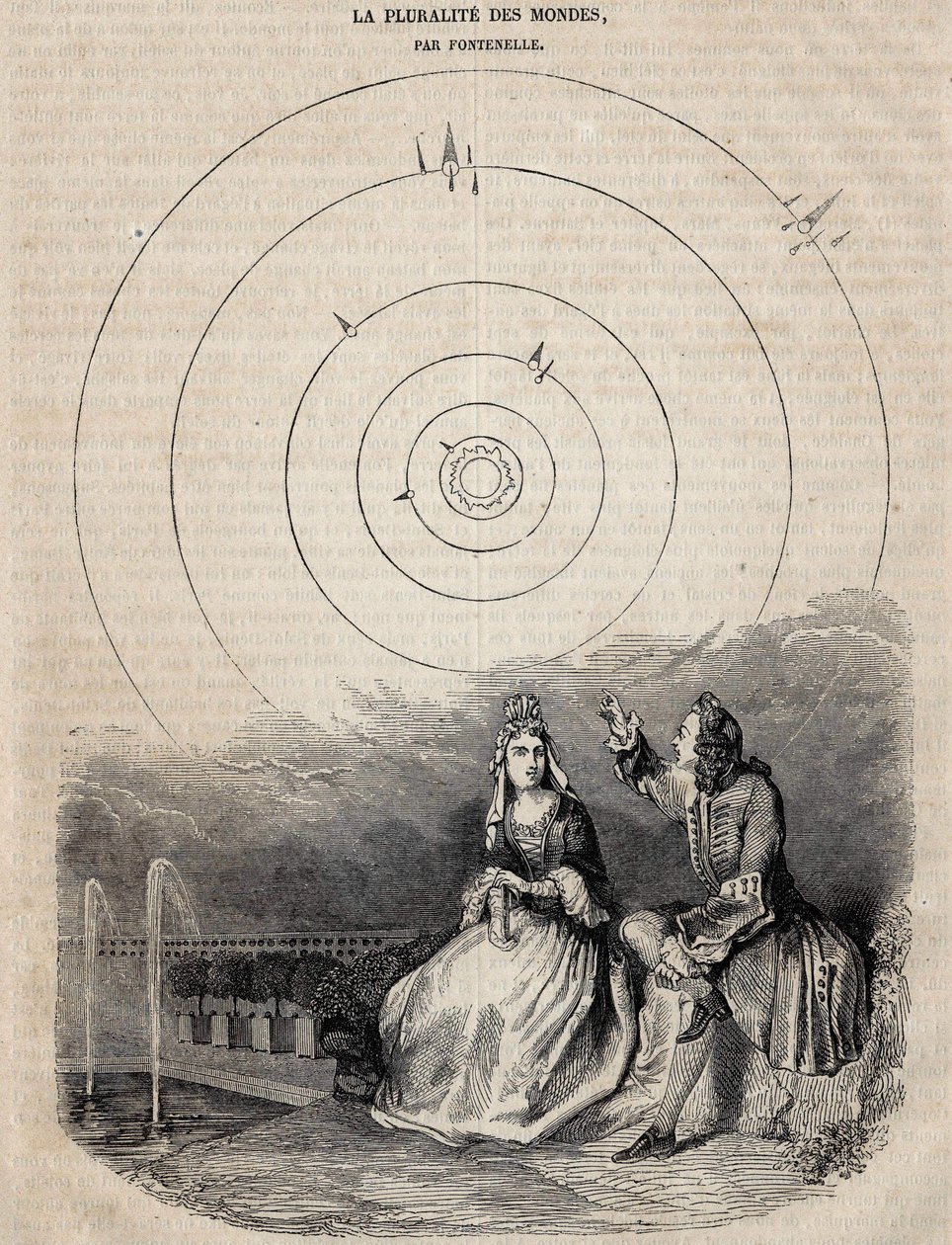Frontispiz der „Pluralität der Welten“ von Bernard Le Bouyer (Le Bovier) de Fontenelle (1657-1757) (Gravur von Bernard Picard, 1756) von Unknown artist