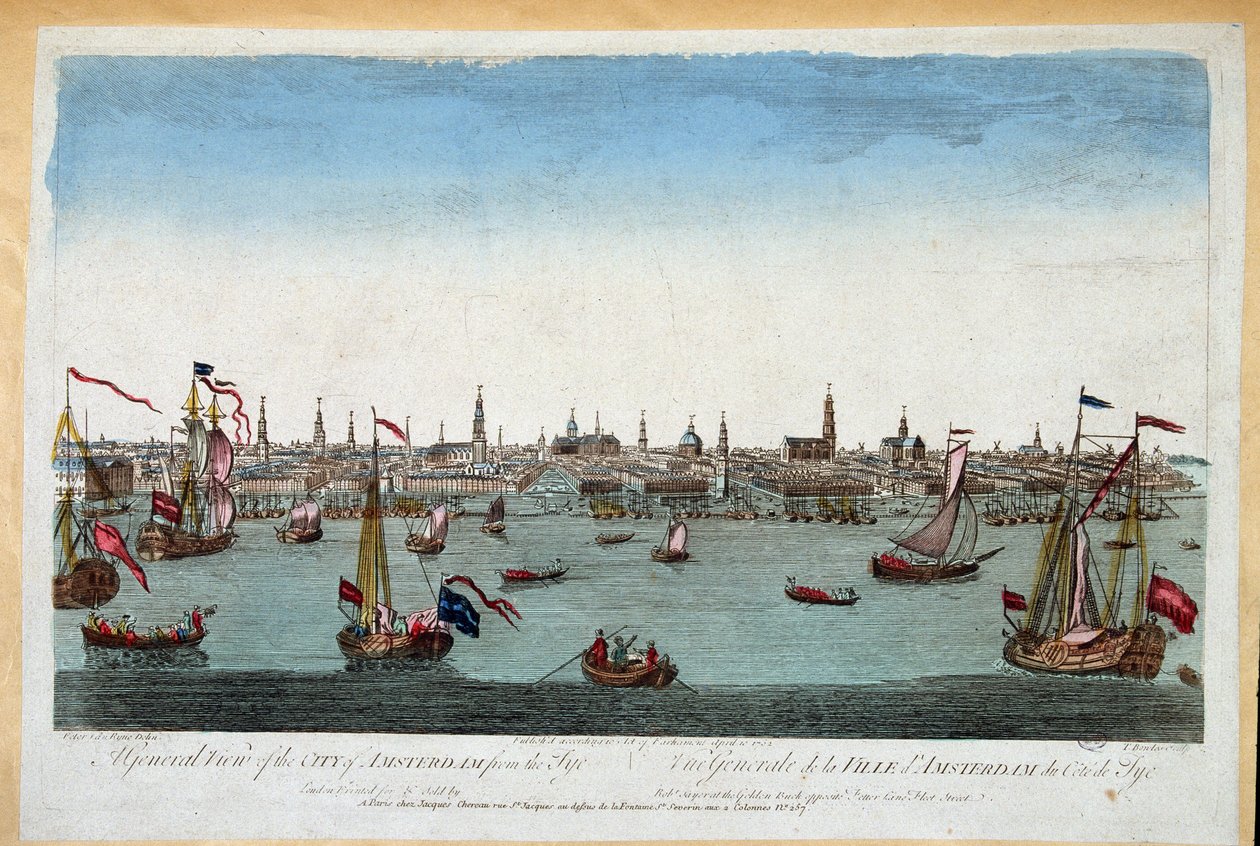 Gesamtansicht von Amsterdam vom Meer aus, 18. Jahrhundert (Gravur) von Unknown artist