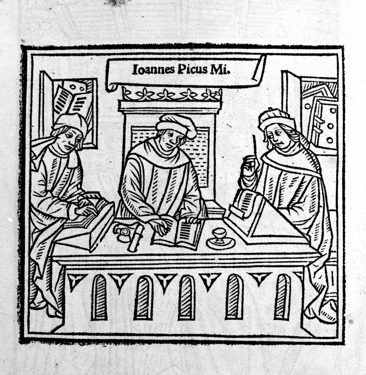 Giovanni Pico della Mirandola mit seinen zwei Schülern von Unknown artist