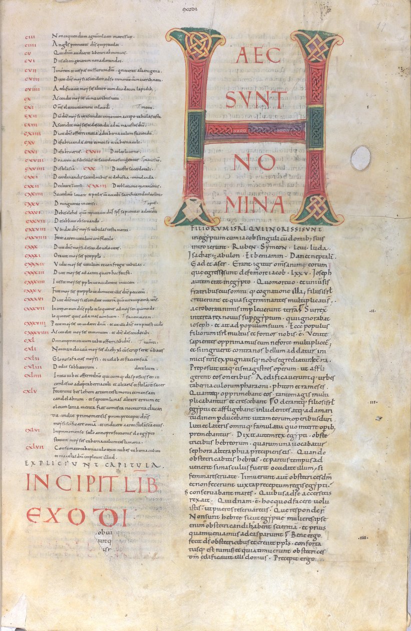 Haec sunt nomina: Initiale des Buches Exodus, XI Jahrhundert von Unknown artist