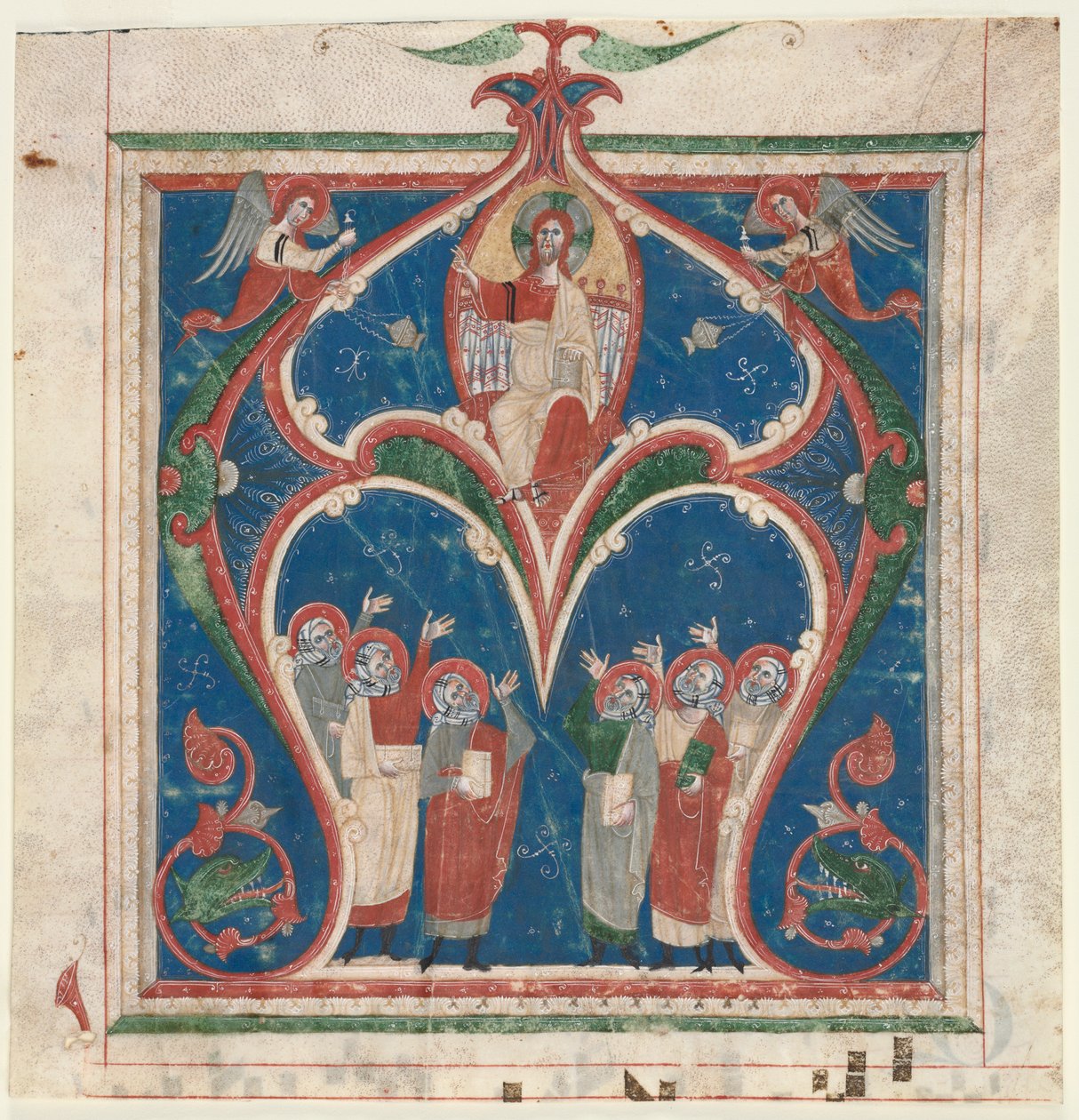 Historiierte Initiale (A) aus einem Antiphonar: Christus in Majestät mit Propheten von Unknown artist