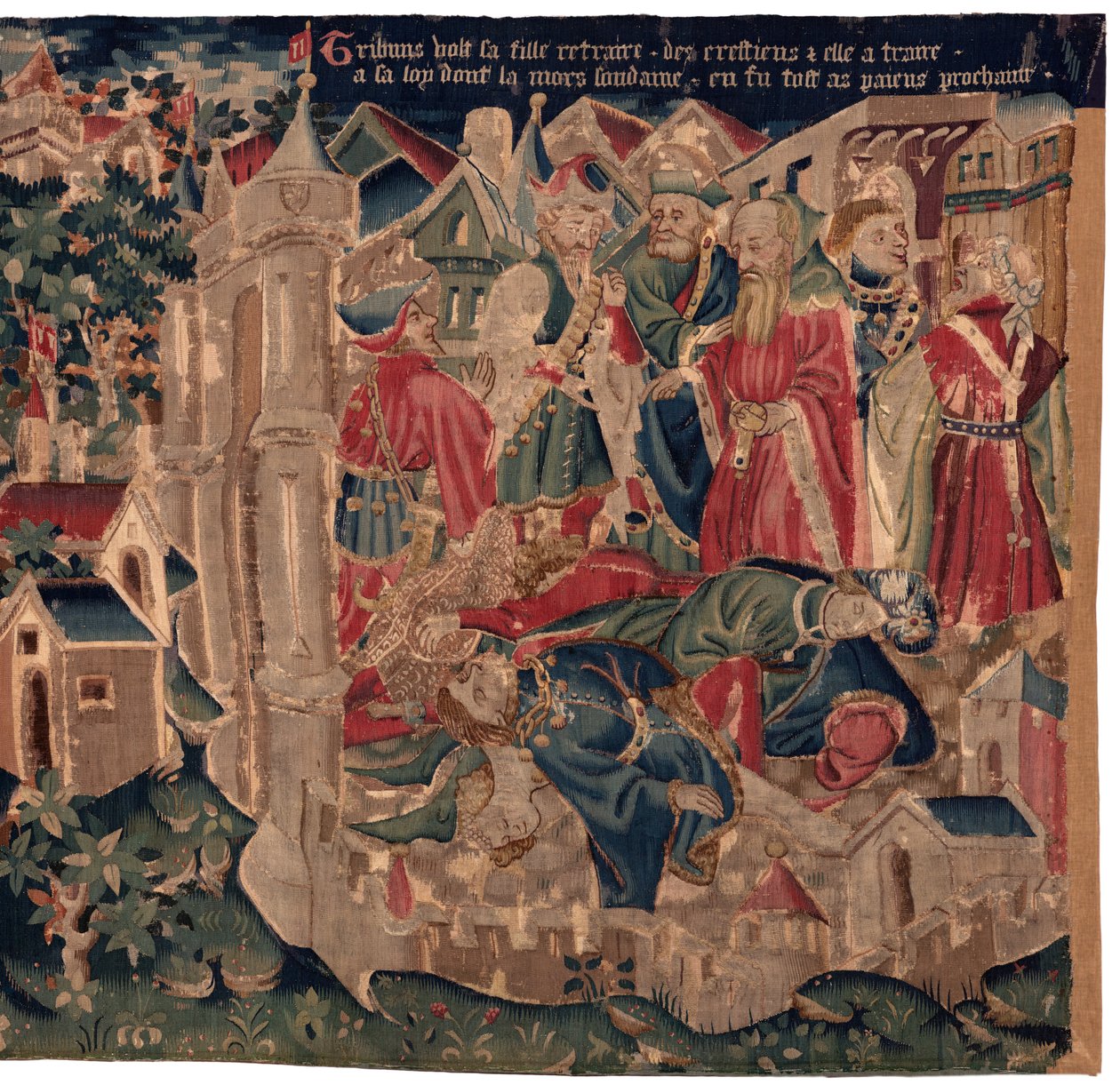 Geschichte von Saint Piat und Saint Eleuthère, Szene 14: Die Pest verwüstet die Stadt Tournai. von Unknown artist
