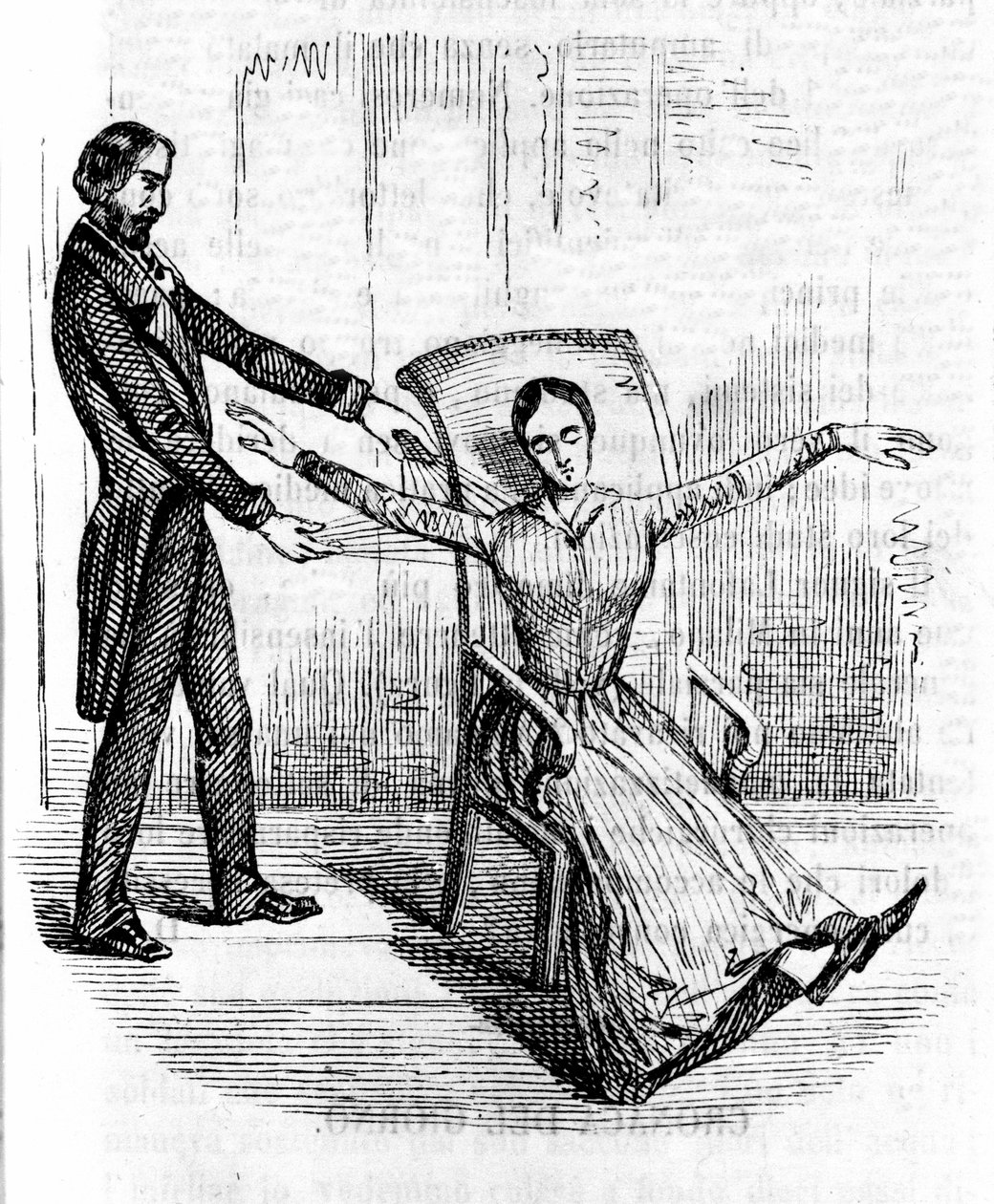 Hypnose: Ein Mann praktiziert Hypnose an einer kataleptischen Frau von Unknown artist