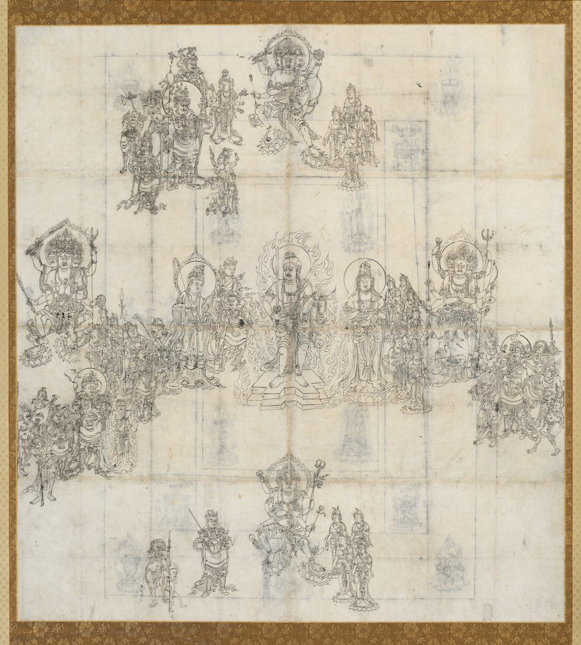 Ikonographische Skizze (Zuzō) für das Mandala der Wohlwollenden Könige von Unknown artist