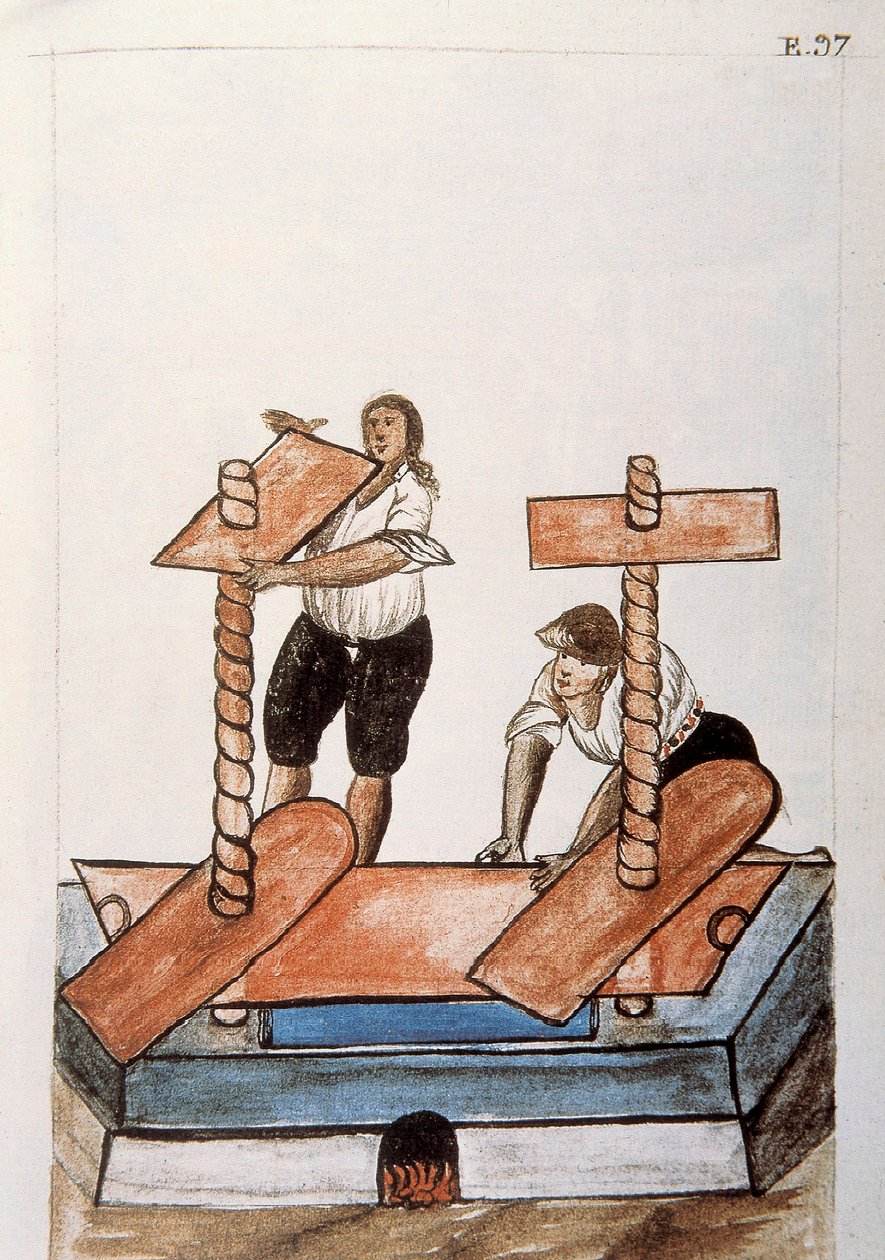 Inder bügeln Leinen, aus dem Buch "Trujillo del Peru" oder "Códice Martínez Compañón", von Baltazar Martínez Compañón y Bujanda, Bischof von Trujillo (1782-1785) von Unknown artist