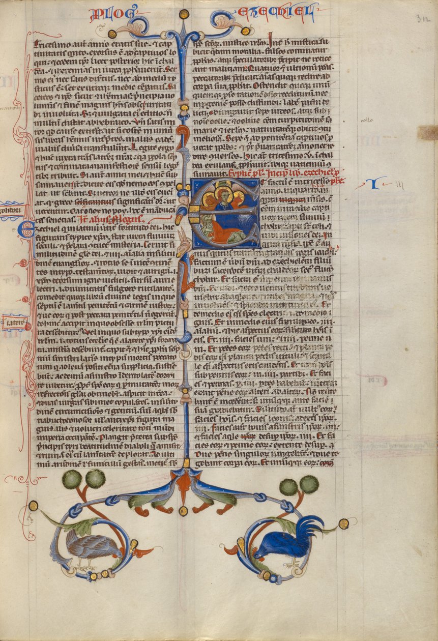 Initiale E: Ezechiel träumt von den vier Evangelistensymbolen von Unknown artist