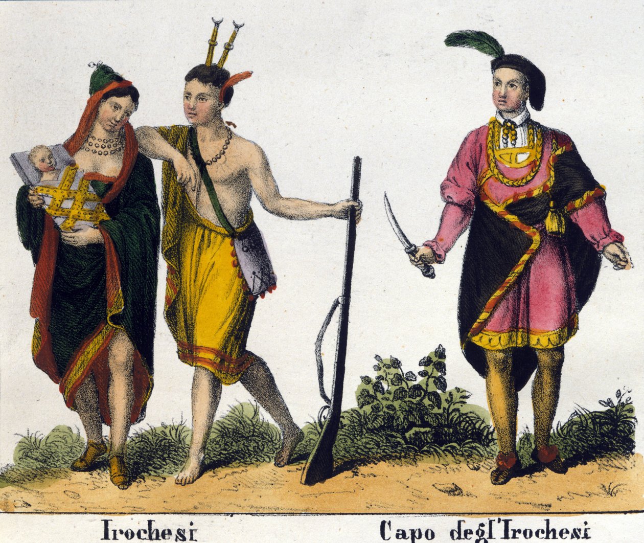 Irokesen-Indianer der Vereinigten Staaten von Amerika. Lithografie aus dem frühen 19. Jahrhundert von Unknown artist