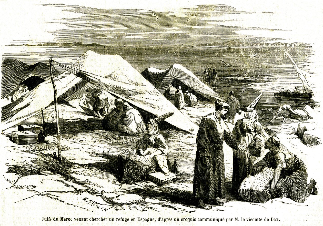 Juden aus Marokko suchen in Algesiras in Spanien Mitte des 19. Jahrhunderts Zuflucht von Unknown artist