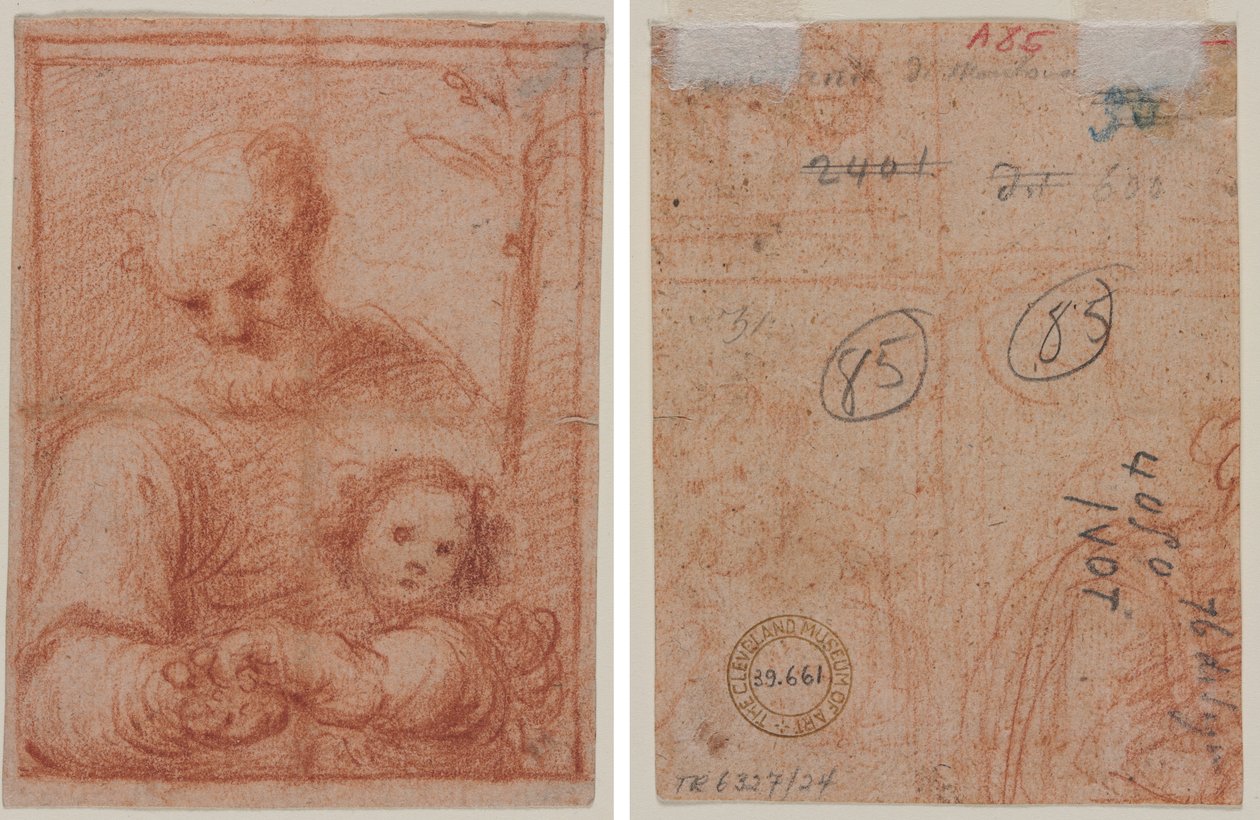 Joseph und Kind (recto); Fragment von zwei Figuren (verso) von Unknown artist