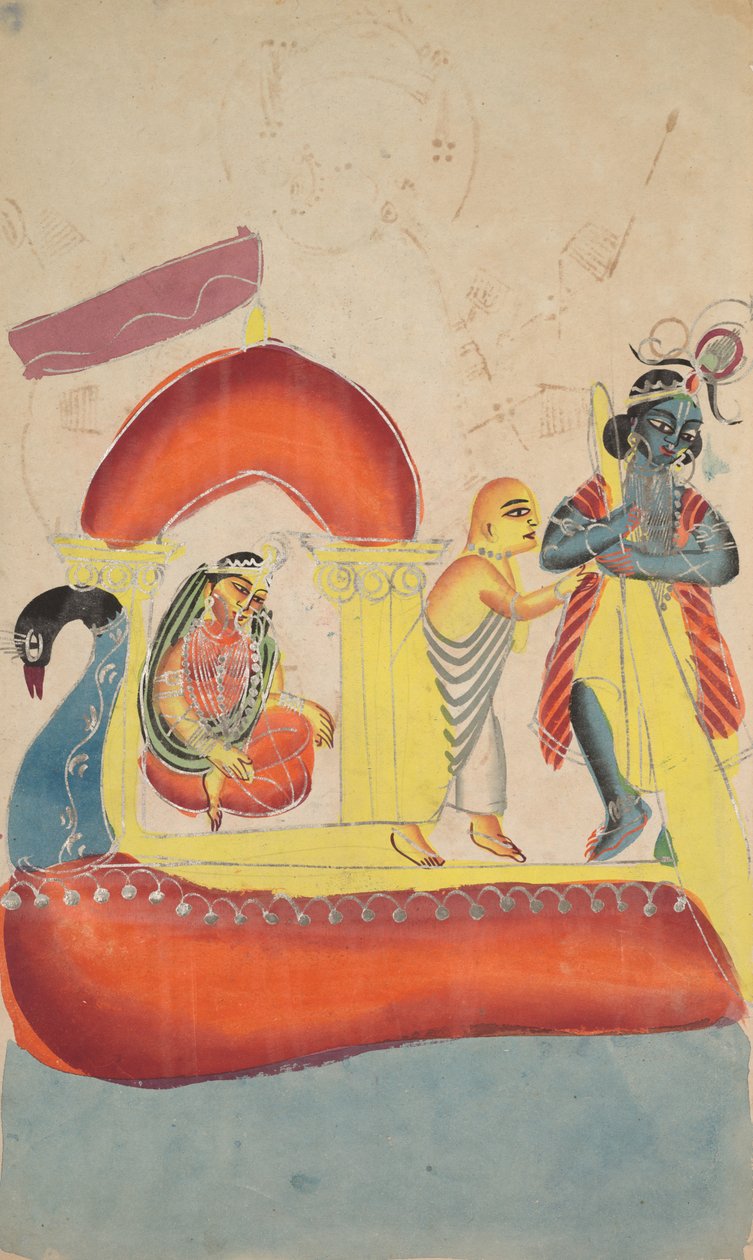 Krishna fährt Radha über den Yamuna-Fluss (recto) von Unknown artist