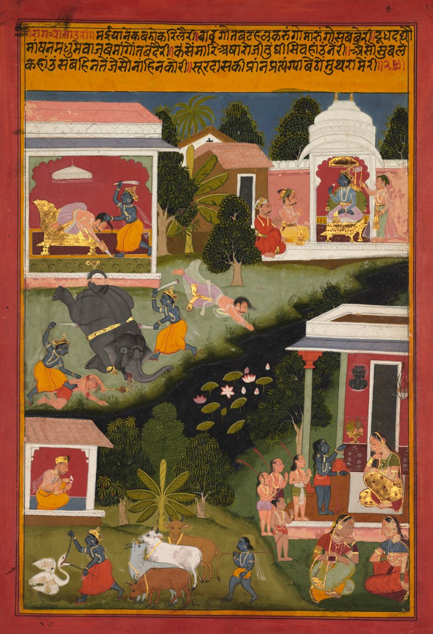 Krishna als Zerstörer der Dämonen, aus einem Sursagar von Surdas von Unknown artist