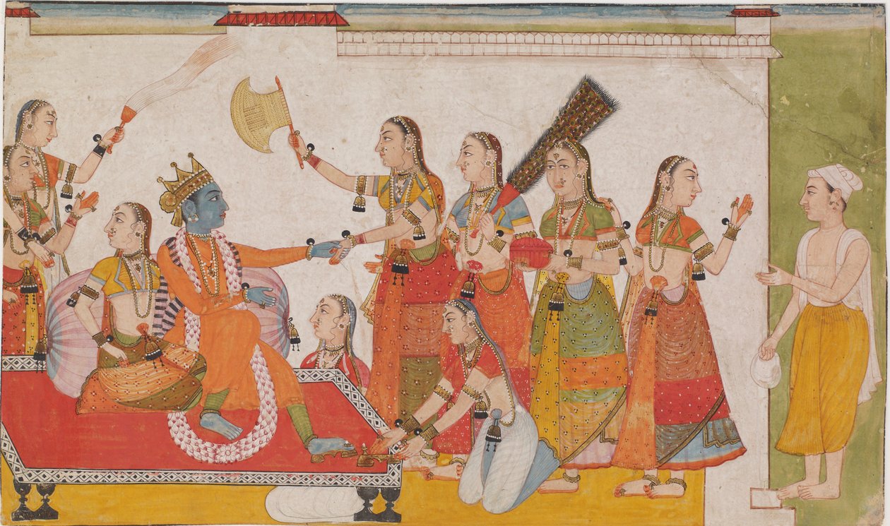 Krishna begrüßt Sudama, aus einem Bhagavata Purana von Unknown artist