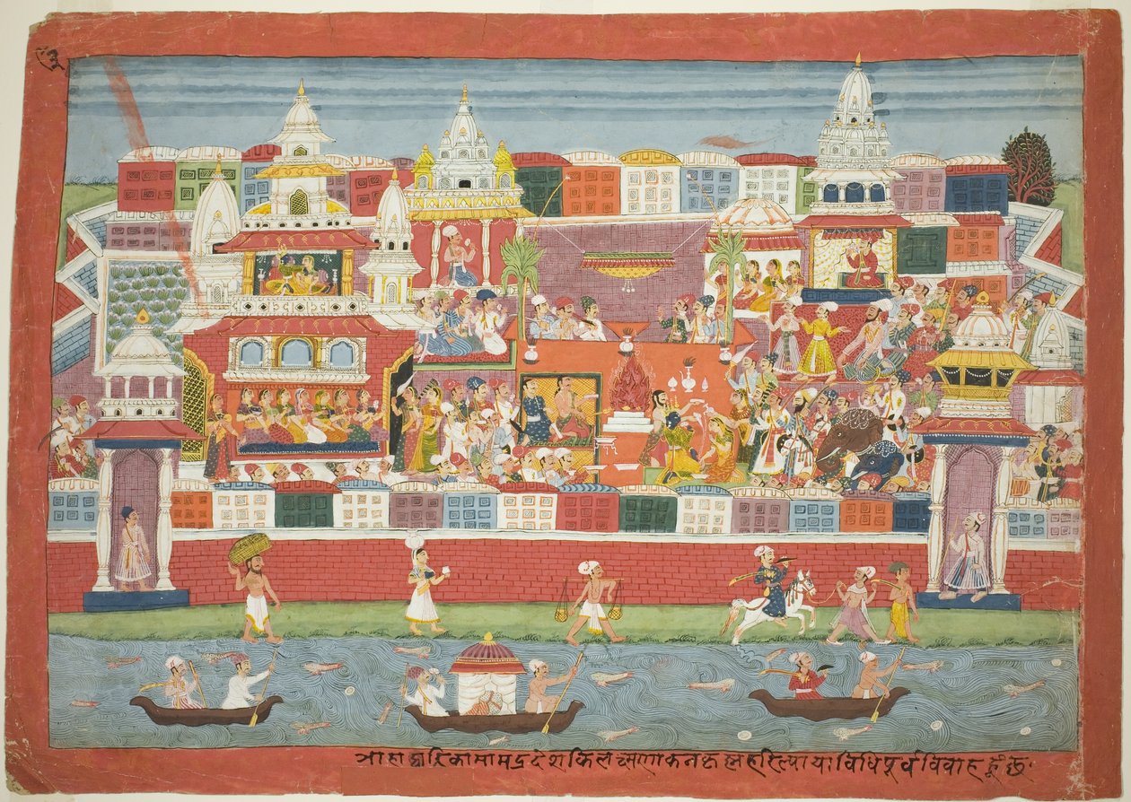 Krishnas Hochzeit mit Kalinda, Seite aus einem verstreuten Bhagavata Purana Manuskript von Unknown artist