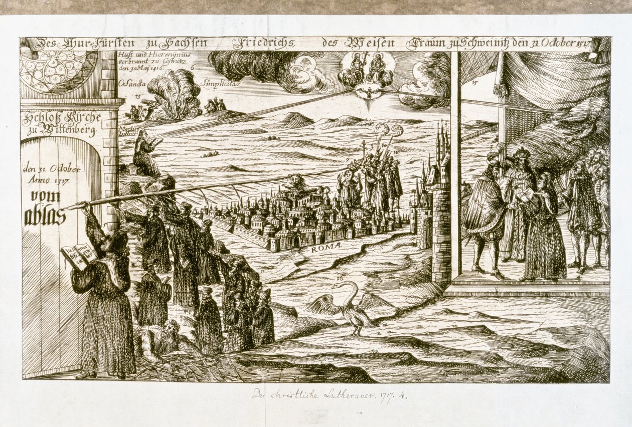 LUTHER Martin: Allegorischer Druck des Traums von Friedrich dem Weisen, Fürst von Sachsen (Stich) von Unknown artist
