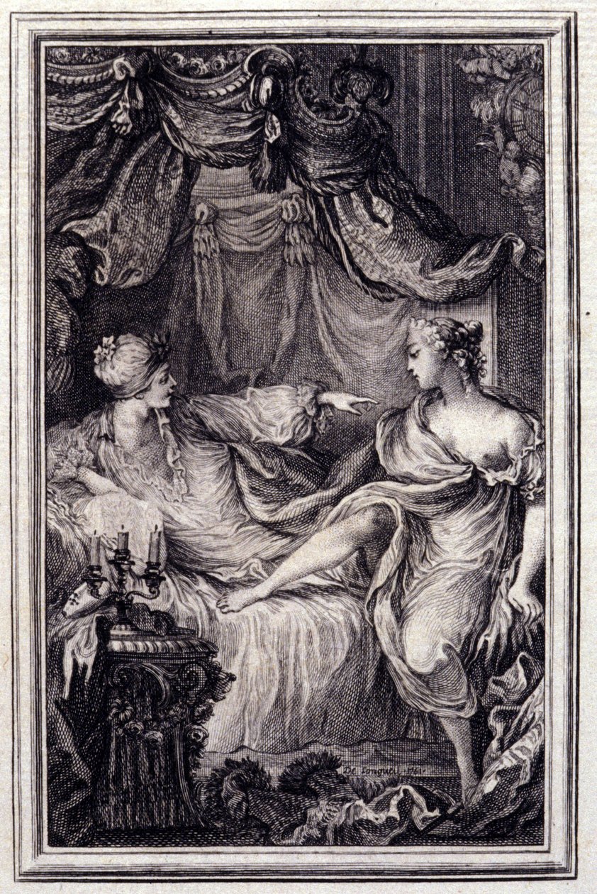 Die verliebte Kurtisane - in „Tales et nouvelles en vers“ von Jean La Fontaine. 1762 von Unknown artist
