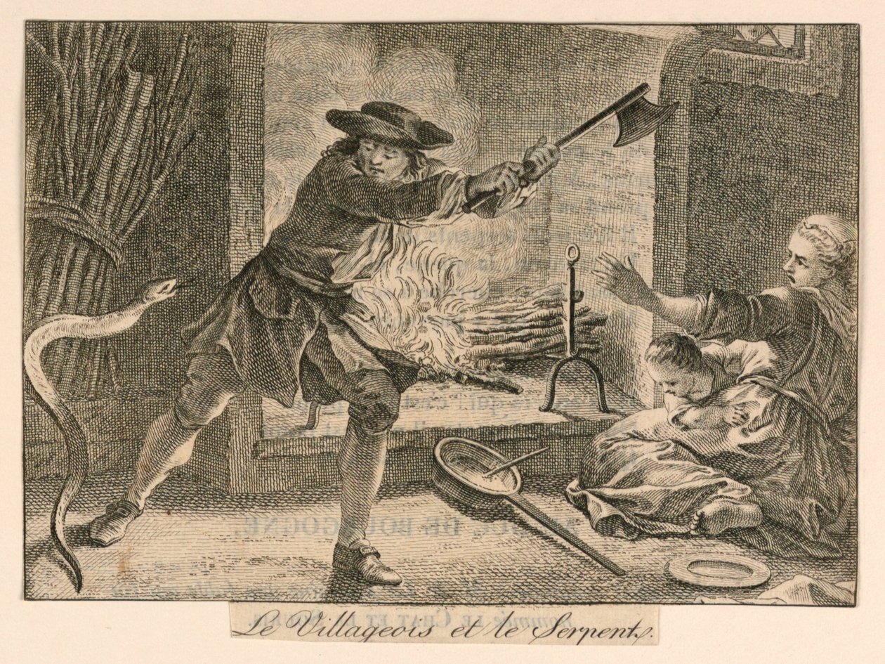 "Le Villageois et le Serpente" aus La Fontaines Fabeln von Unknown artist
