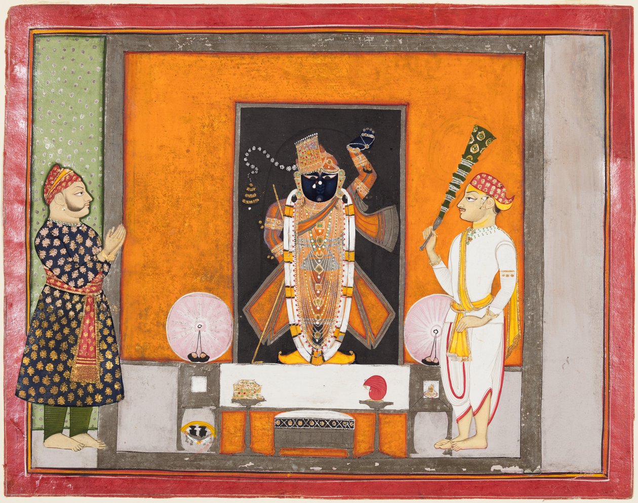 Maharao Ram Singh II von Kota (r. 1828–66) verehrt Brij Nathji als Bräutigam von Unknown artist