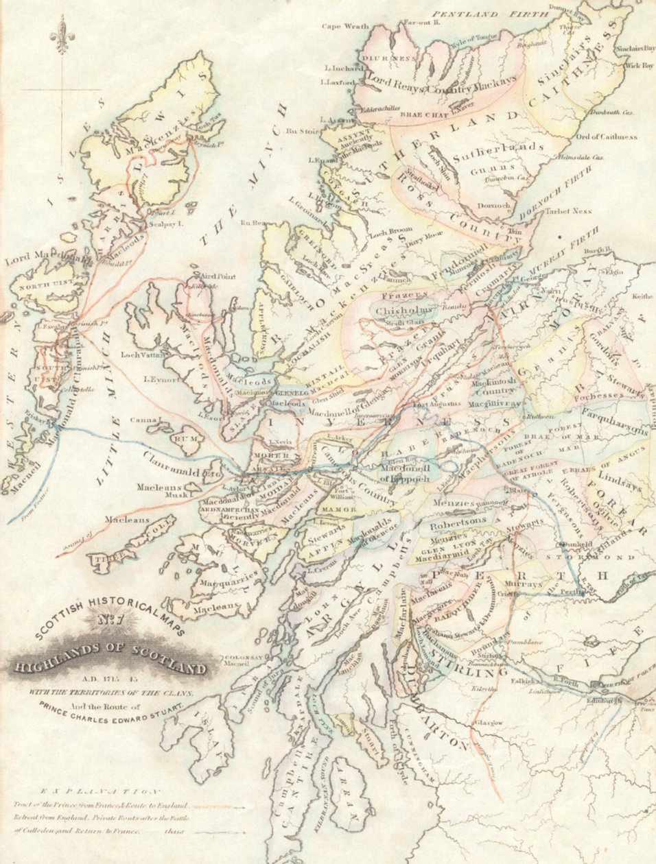 Karte der Highlands von Schottland mit den Territorien der Clans von Unknown artist