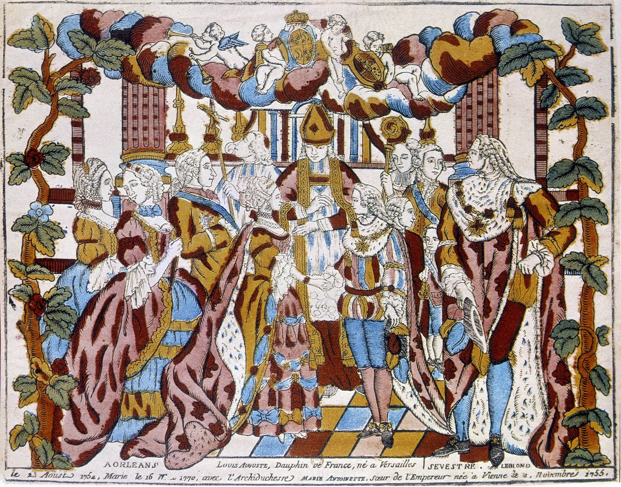 Hochzeit von Ludwig XVI. mit Marie Antoinette, um 1774, in Orléans. von Unknown artist