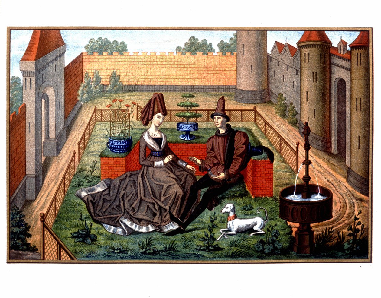 Maulgis und die schöne Oriande (höfische Liebesszene), Mittelalter von Unknown artist