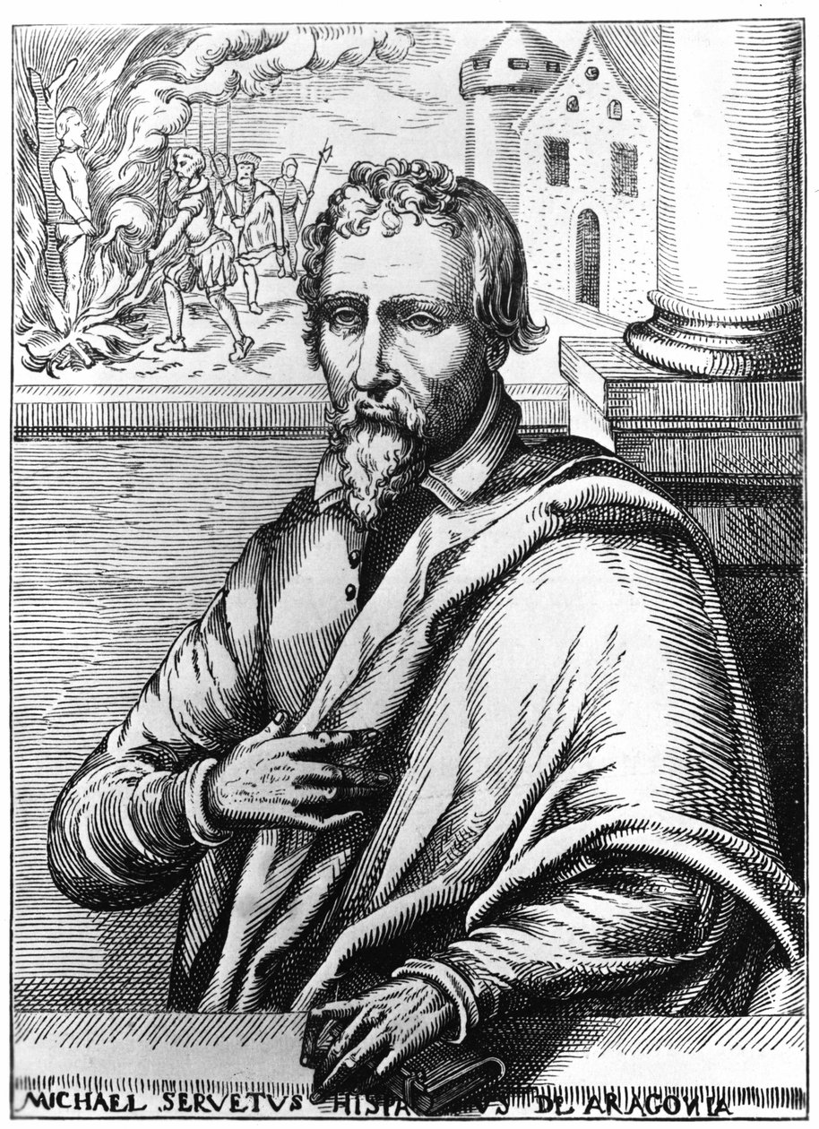 Michel Servet (Michel de Villanueva) (1511-1553), spanischer Arzt und Theologe. Gravur von Unknown artist