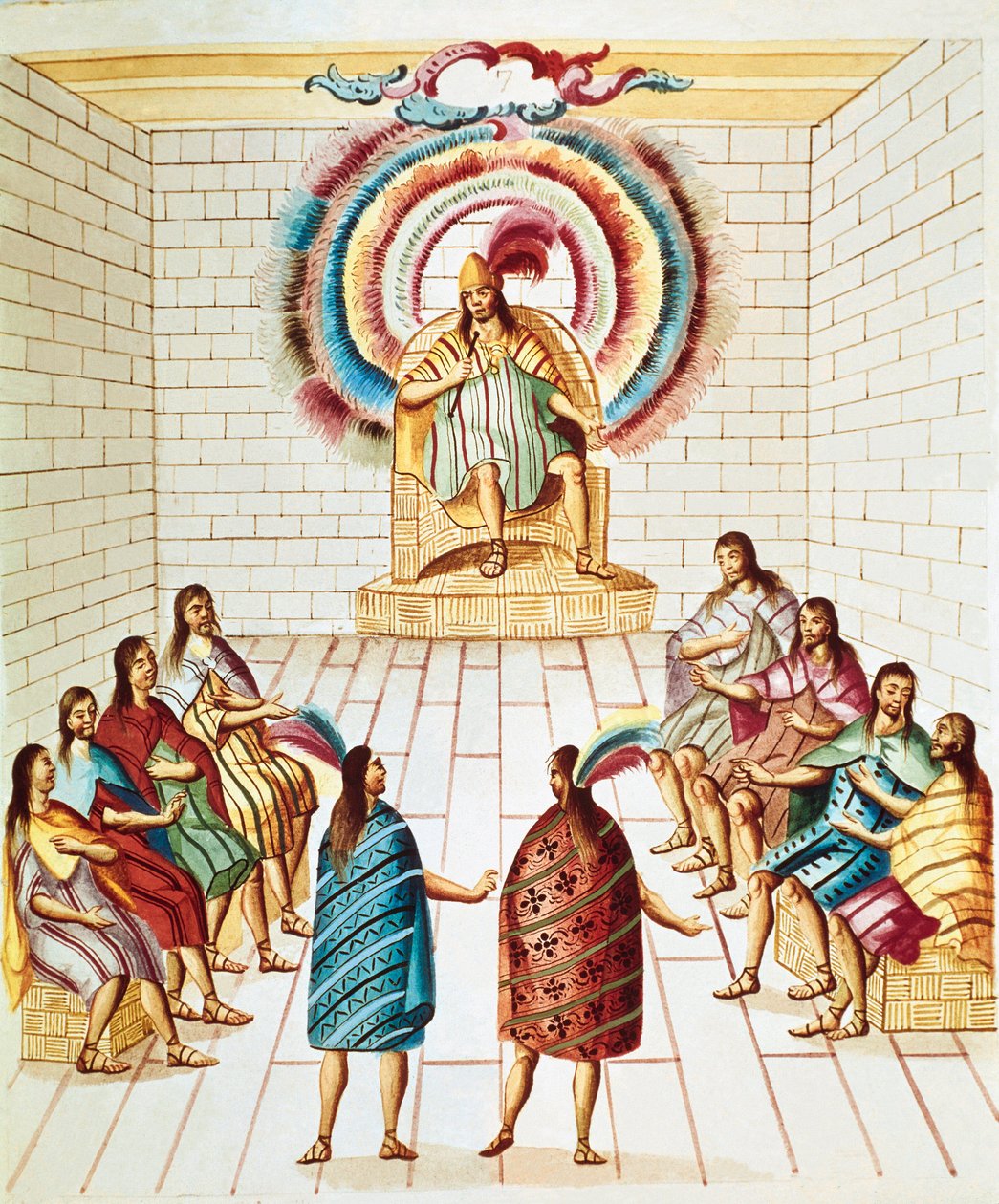 Montezuma (oder Moctezuma II), Aztekenkaiser (1466-1520) und sein Rat von Unknown artist