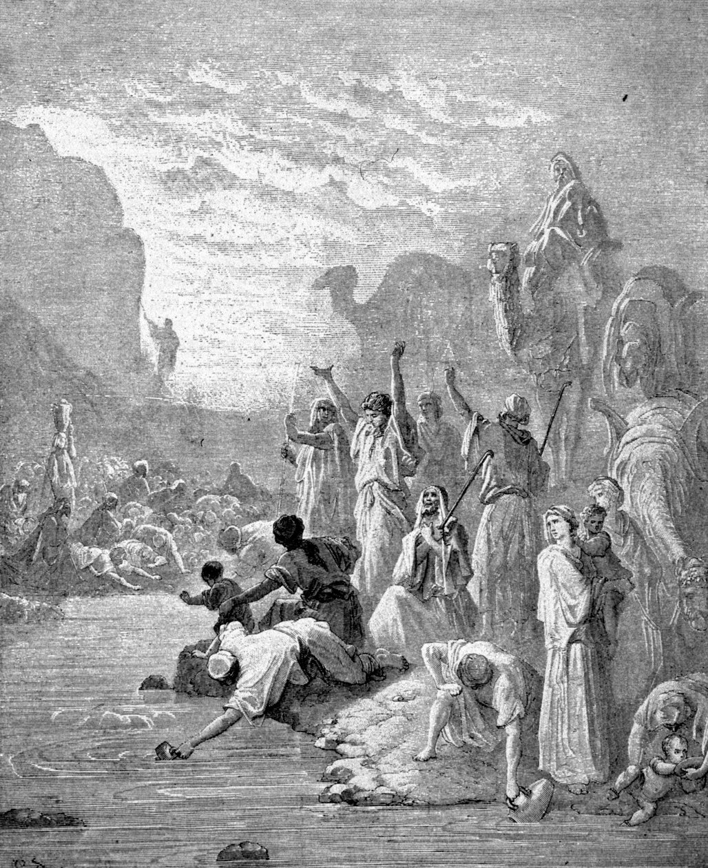 Moses lässt Wasser aus dem Felsen fließen von Unknown artist