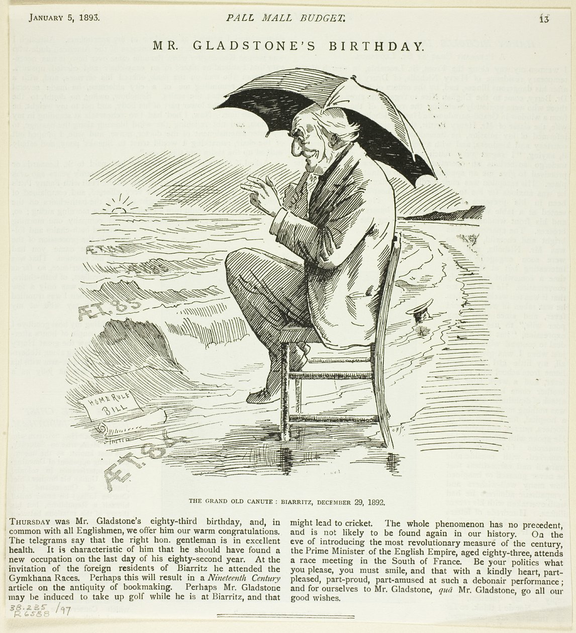 Mr. Gladstones Geburtstag, aus dem Pall Mall Budget von Unknown artist