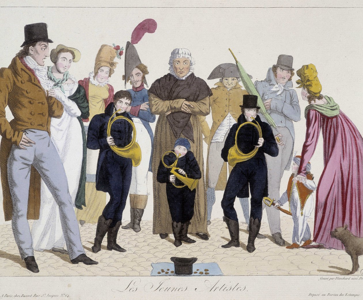 Straßenmusiker: junge Künstler (Horn) - Carnavalet von Unknown artist