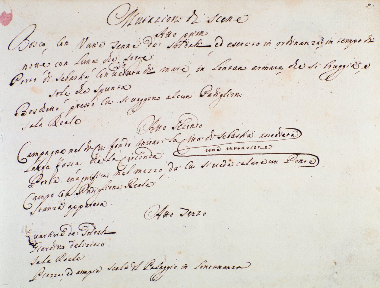Notizen zur Inszenierung der Oper Mithridate von Giuseppe Aldrovandini (1706) von Unknown artist