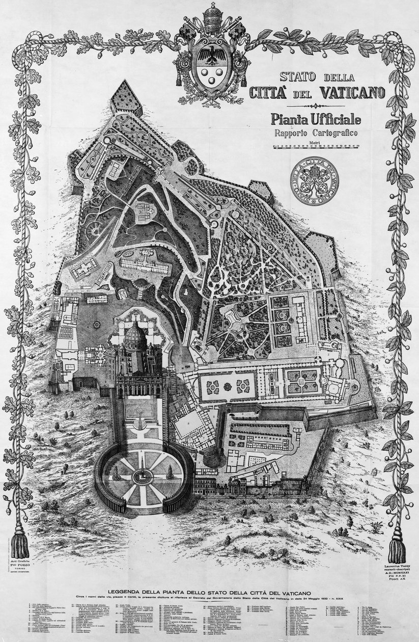 Offizielle Karte des Staates Vatikanstadt von Unknown artist
