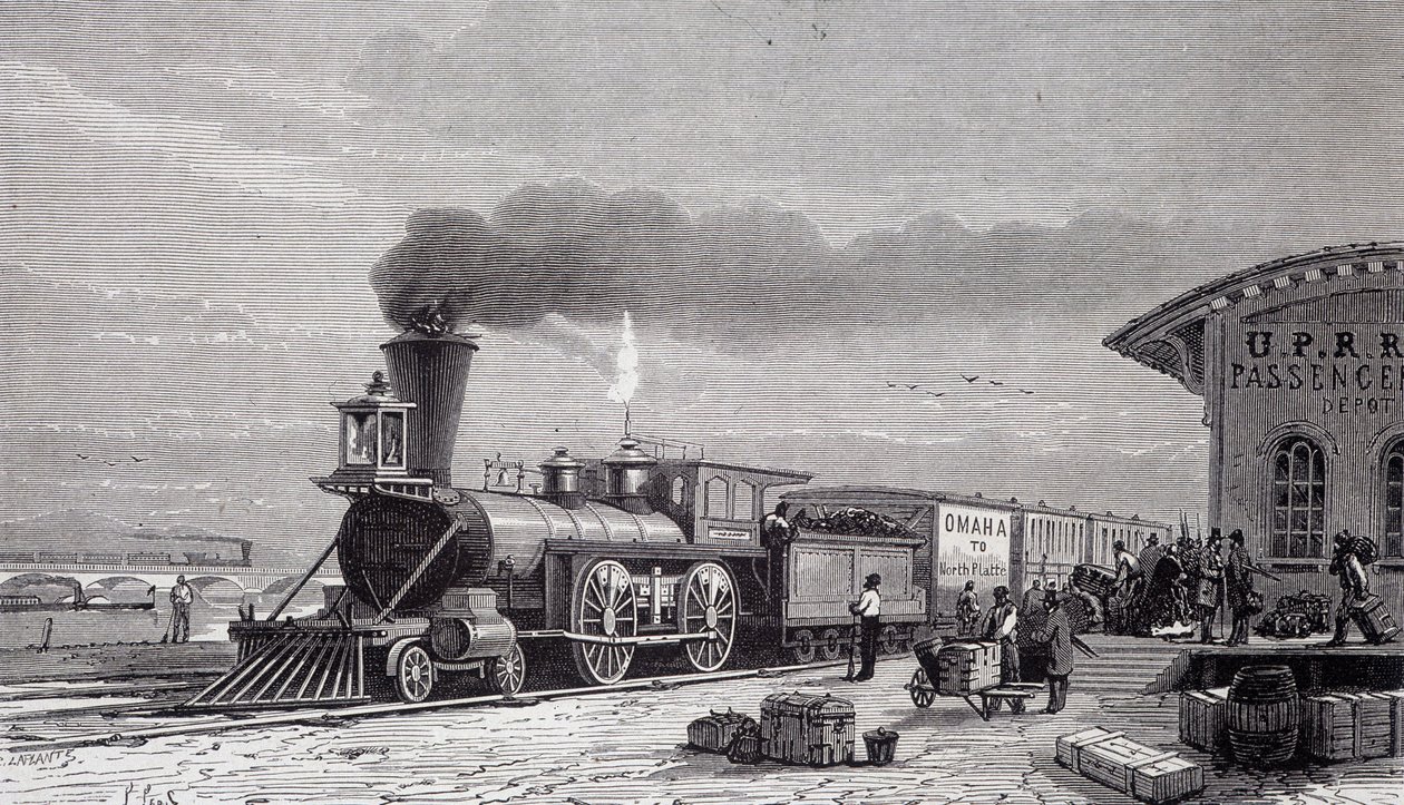 Bahnhof Omaha, Ausgangspunkt der Pazifikbahn - in „Tour du monde“ von Unknown artist