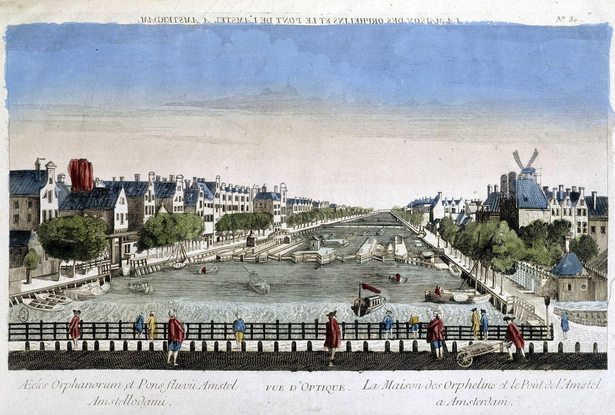 Waisenhaus und Amstelbrücke in Amsterdam - Optische Ansicht von Unknown artist