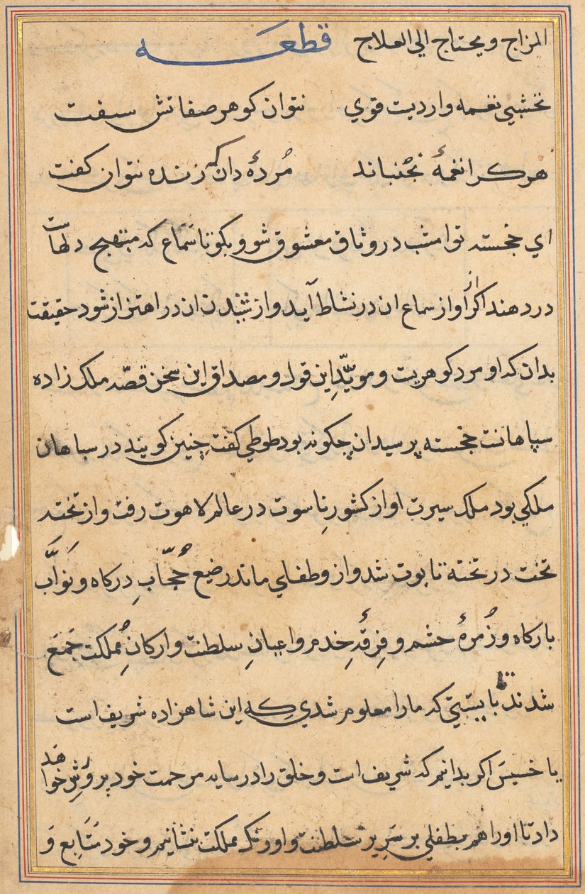 Seite aus Geschichten eines Papageis (Tuti-nama): Textseite von Unknown artist