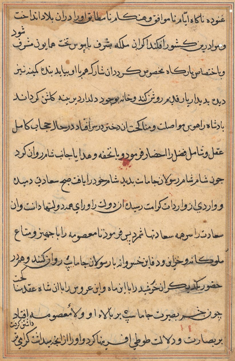 Seite aus Geschichten eines Papageis (Tuti-nama): Textseite von Unknown artist