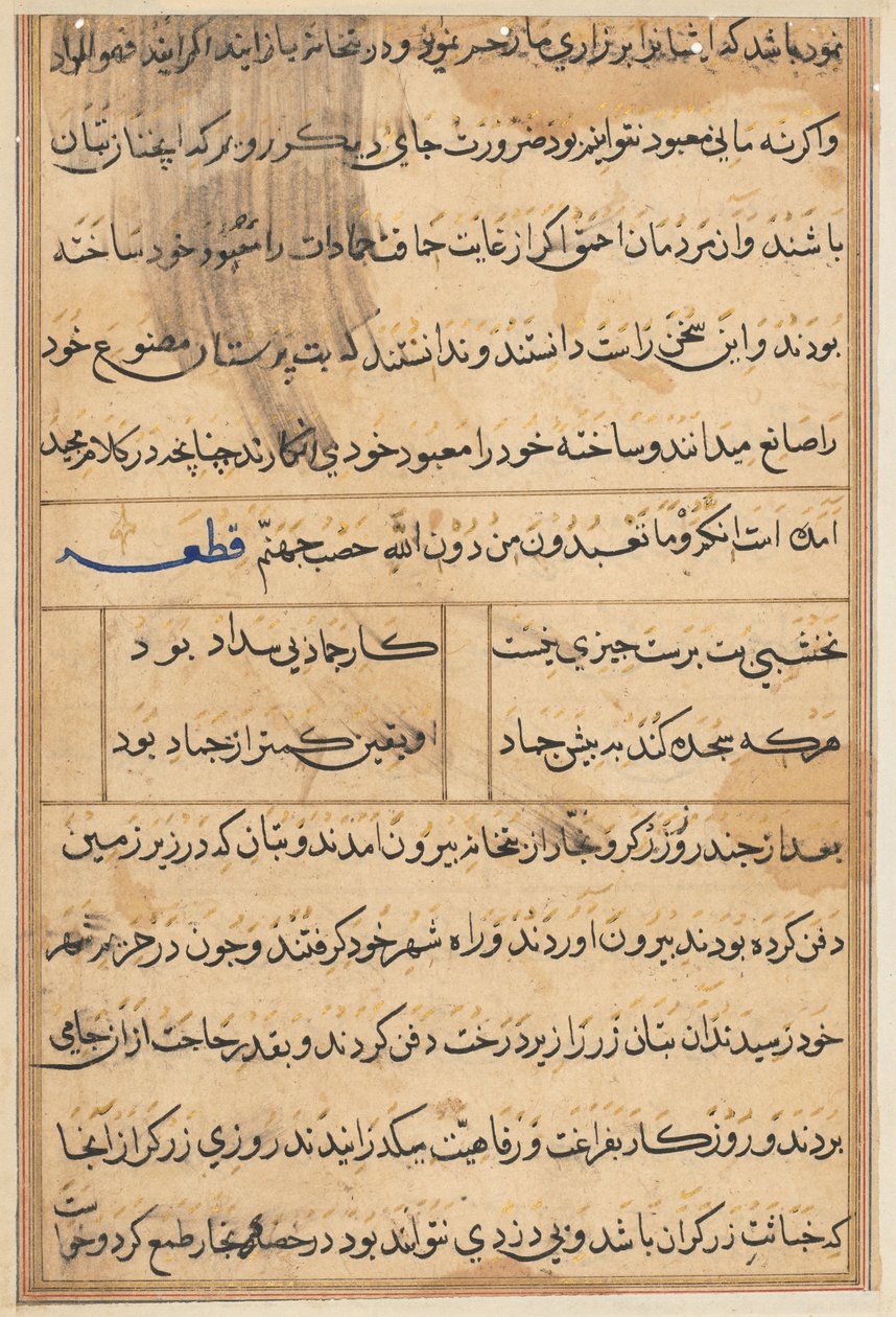 Seite aus Geschichten eines Papageis (Tuti-nama): Textseite von Unknown artist